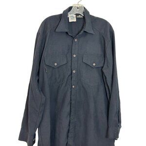 Men's Aramark Casual Long Sleeve Cotton Blend Work Shirt  Navy RN 49995 Size L